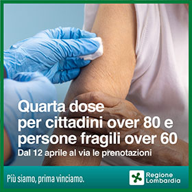 Vaccini anti Covid-19: da oggi le prenotazioni della quarta dose per over 60 fragili, over 80 e ospiti RSA